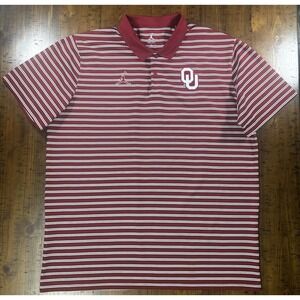 Oklahoma Sooners Shirt Polo Mens XL Red Striped NCAA Football Jordan Dri Fit